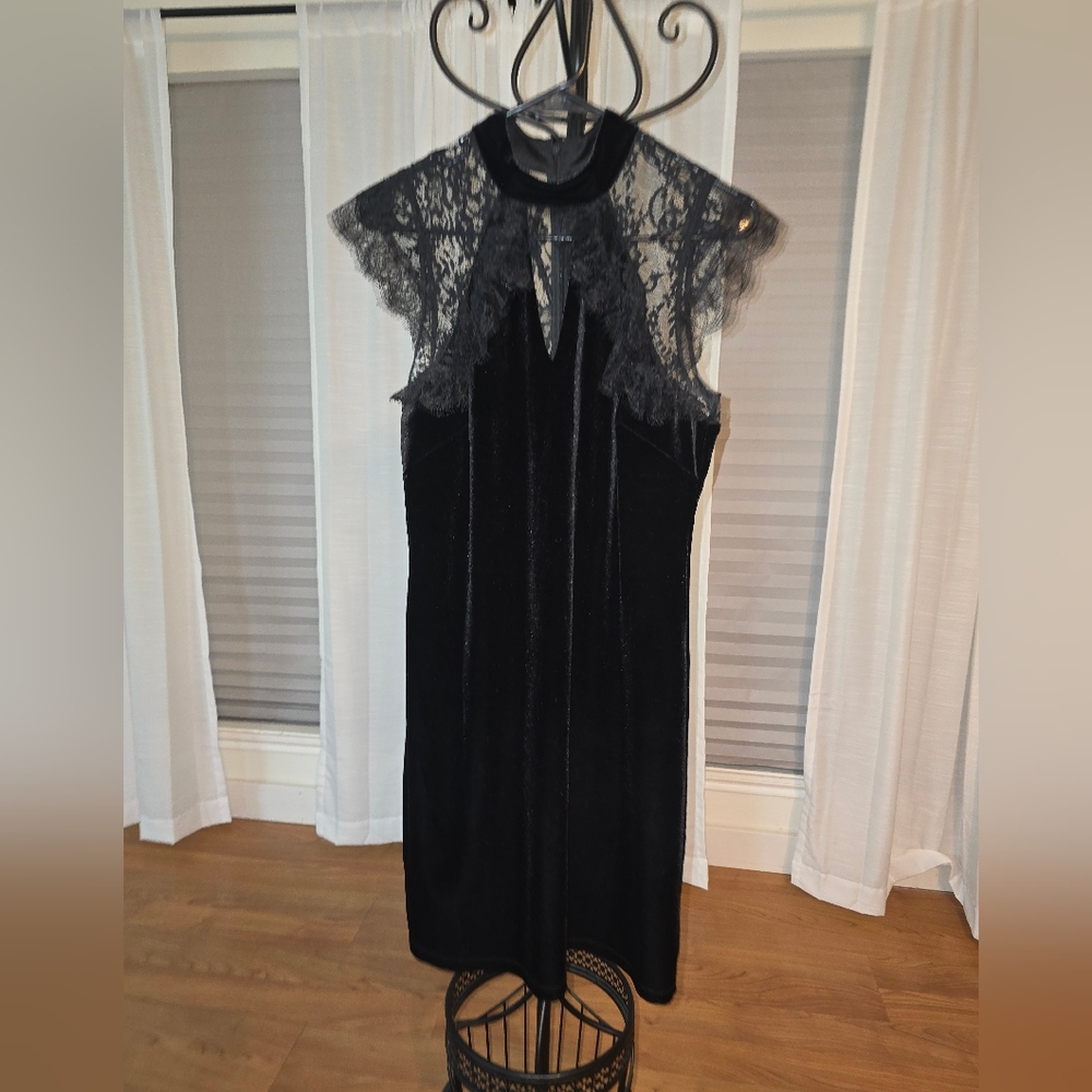 White House Black Market Black Velvet Lace Dress